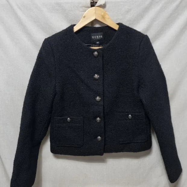 게스 블랙 트위드 자켓 S