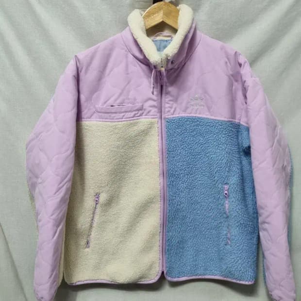 아디다스 뽀글이 배색 자켓 S