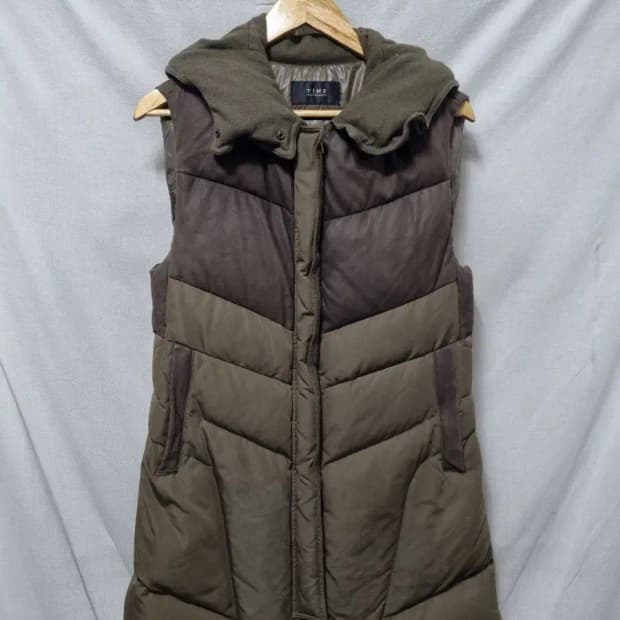 타임 포스트모던 롱 패딩 조끼 90