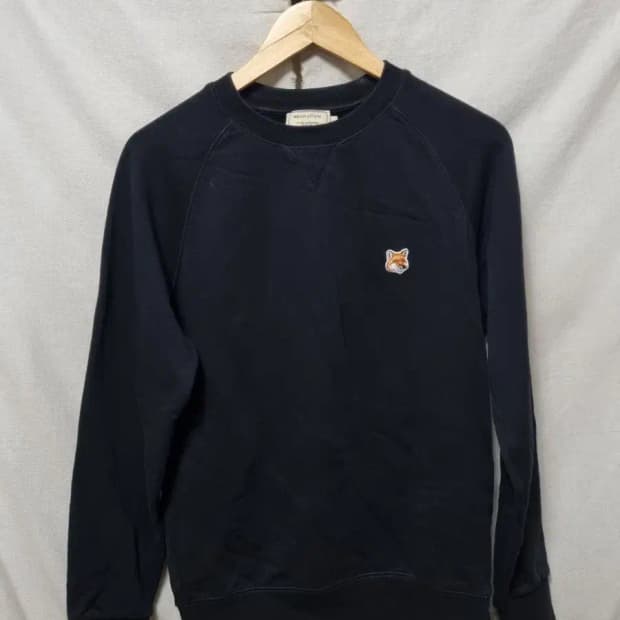 메종키츠네 폭스 헤드 블랙 맨투맨 S