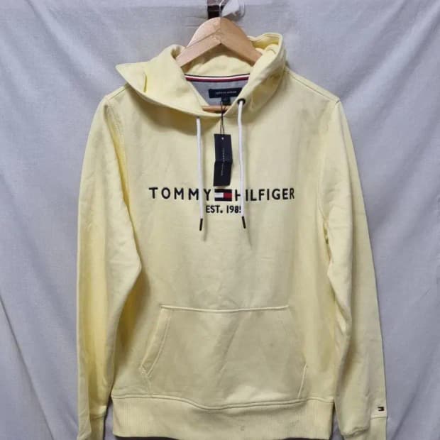 새상품) 타미힐피거 옐로우 로고 후드티 M