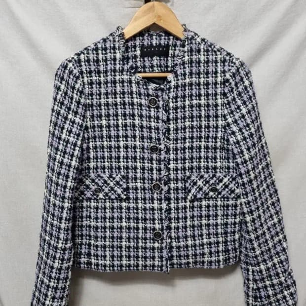 시슬리 트위드 체크 자켓 90