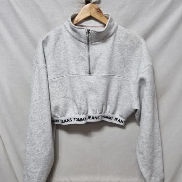 타미힐피거 크롭 기모 맨투맨 M