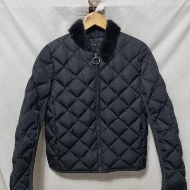 시슬리 블랙 퀼팅 패딩 점퍼 90