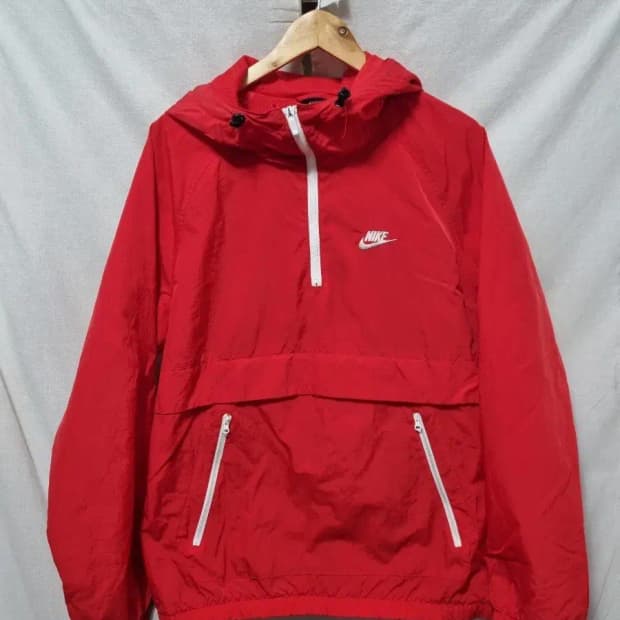 나이키 레드 바람막이 후드 아노락 M