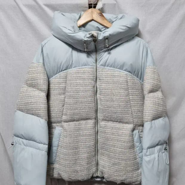 게스 트위드 배색 다운 패딩 점퍼 S