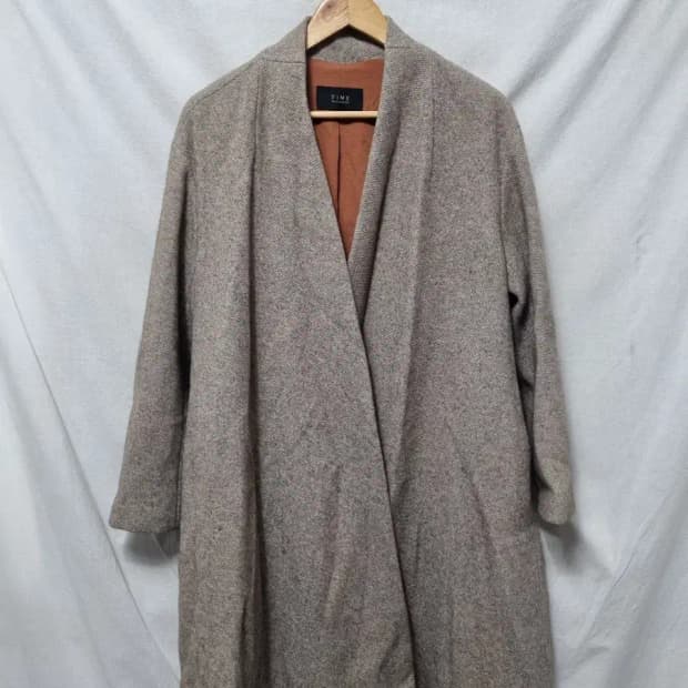 TIME 타임 브라운 루즈핏 코트 F