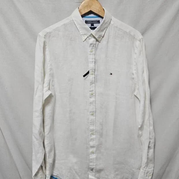 새상품) 타미힐피거 화이트 린넨 셔츠 M