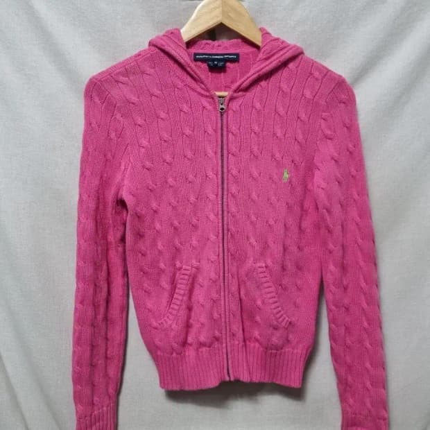 폴로 랄프로렌 케이블 니트 후드 집업 M