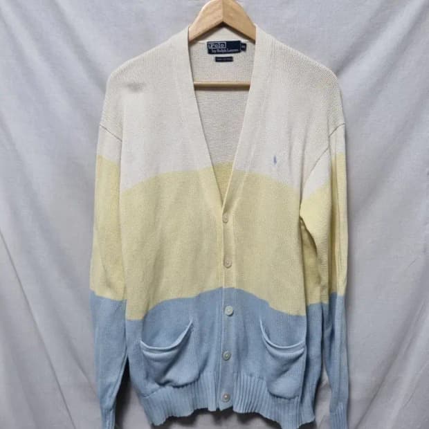 폴로 랄프로렌 컬러 블록 니트 가디건 100