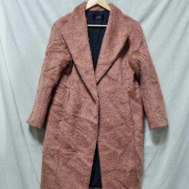 TIME 포스트모던 핑크 퍼 코트 XS