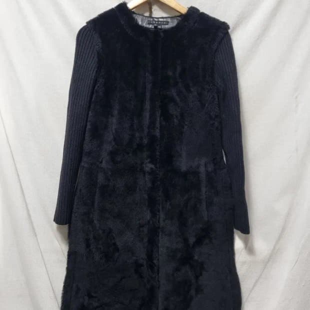 theory 띠어리 블랙 퍼 레더 코트 S