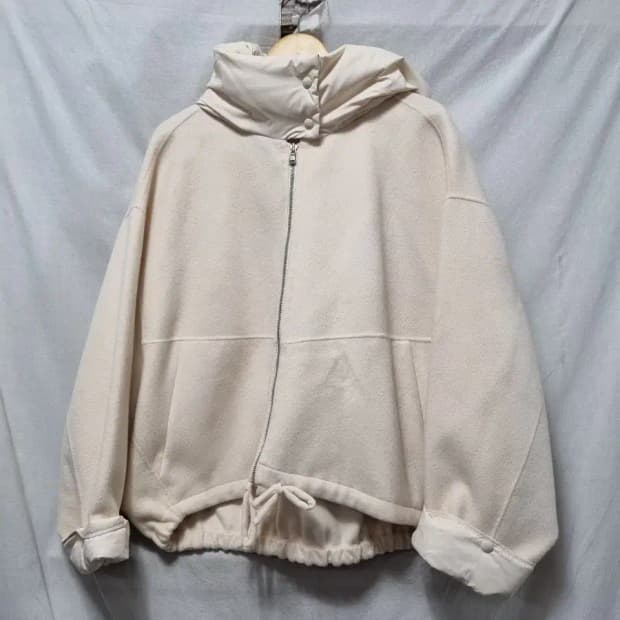 시스템 아이보리 가오리핏 패딩 후드 집업 M