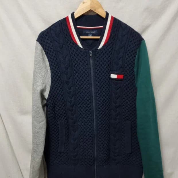 타미힐피거 니트 집업 자켓 L