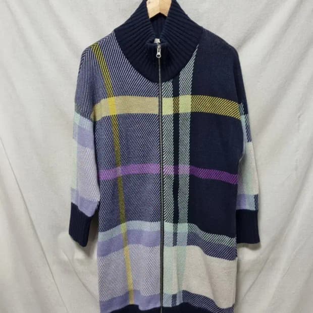 오일릴리 체크 패턴 니트 가디건 S