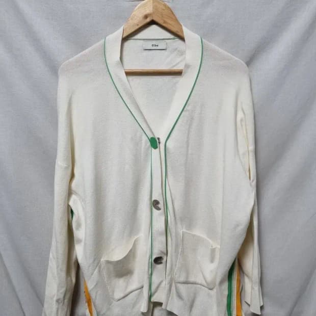 오즈세컨 배색 니트 가디건 85