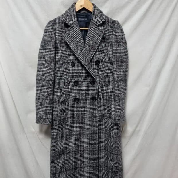 모조에스핀 체크 롱 코트 자켓 90