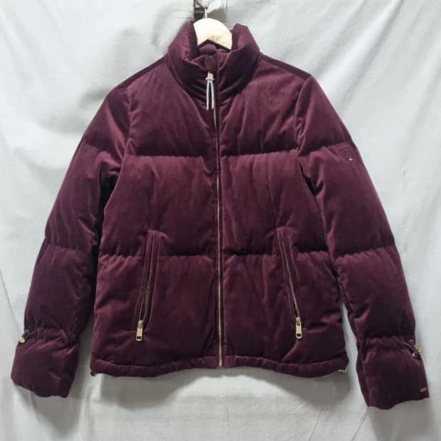 타미힐피거 벨벳 패딩 버건디 S
