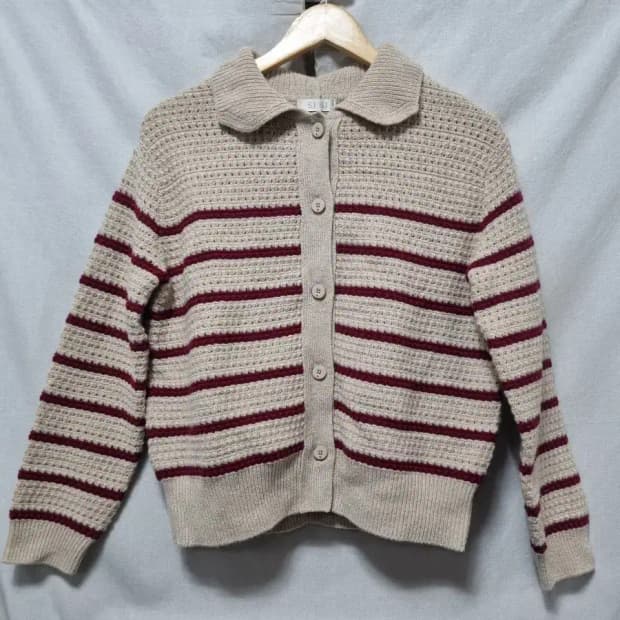 SJ SJ 카라 스트라이프 니트 가디건 F