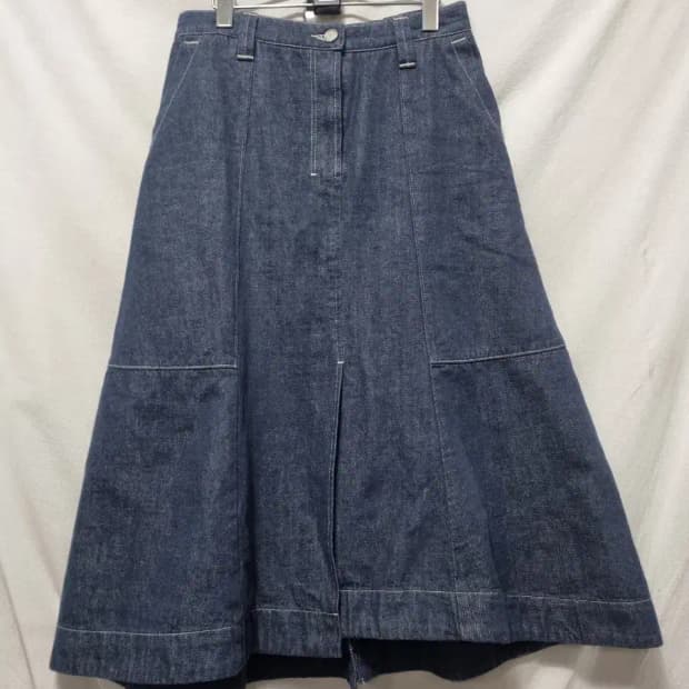SJ SJ 청 데님 A라인 미디 스커트 L