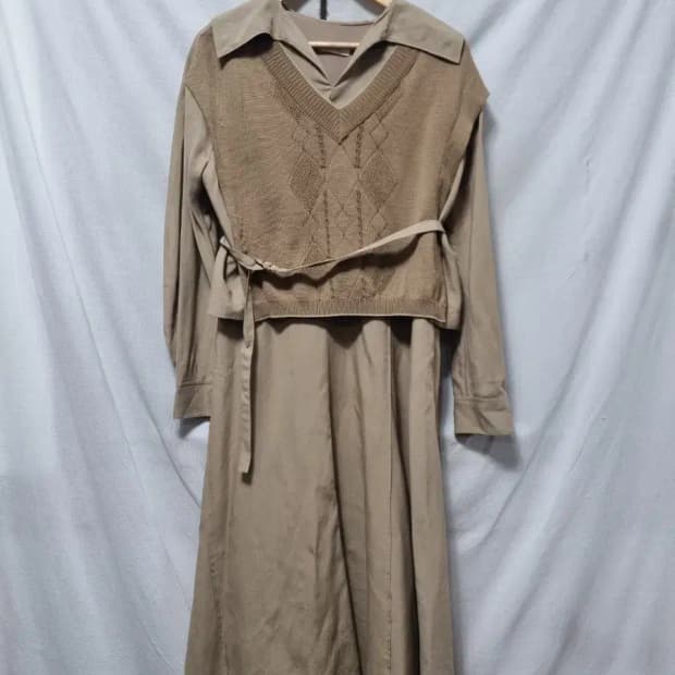 SJ SJ 니트 베스트 셔츠 롱 원피스 S