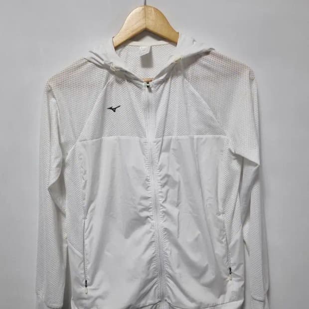 미즈노 화이트 메쉬 후드 바람막이 S