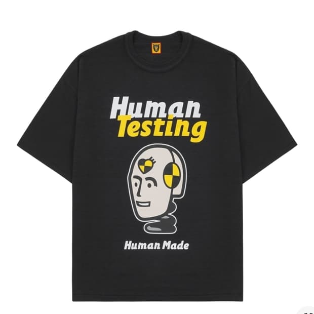 [극미중고]휴먼메이드 x 에이셉라키 휴먼테스팅 블랙 티셔츠 XL