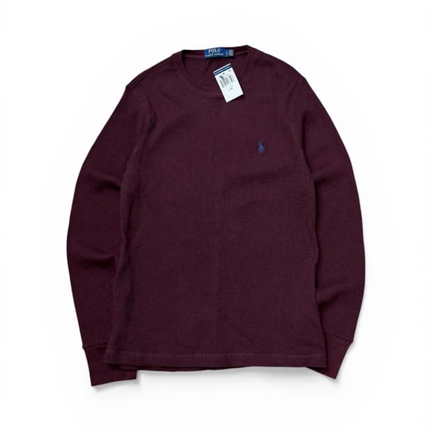 폴로 랄프로렌 블루 포니 버건디 와플 티셔츠