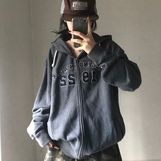 디키즈 그레이 로고 후드집업