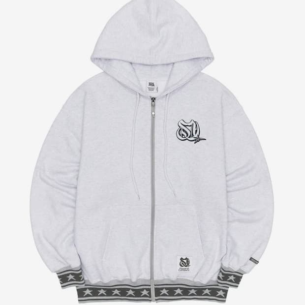 3D Monogram Zip-up Hoodie White Melange