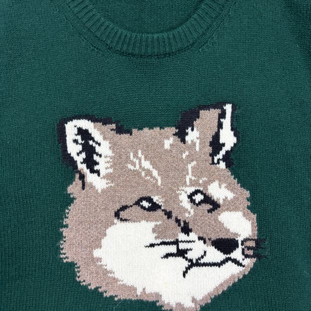 메종키츠네 빅 폭스 헤드 풀오버 니트 다크 그린 L