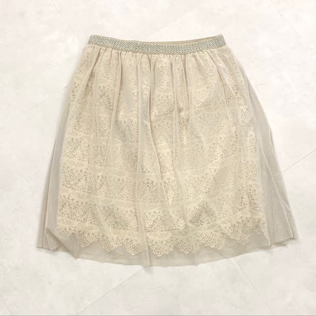 lace trim flare skirt 