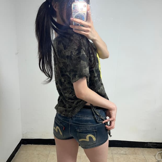Evisu 데님 숏츠