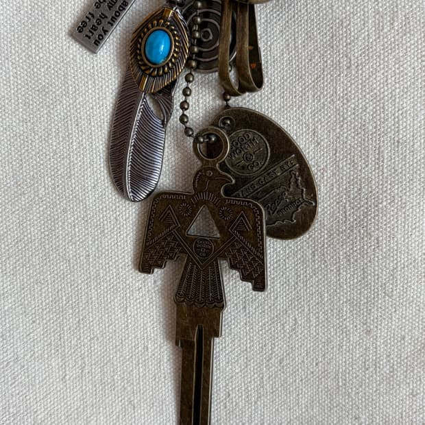 Quiet Blue Feather Keyring