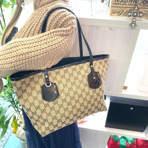 구찌 GG 로고 캔버스 졸리 토트백 숄더백 (정품)