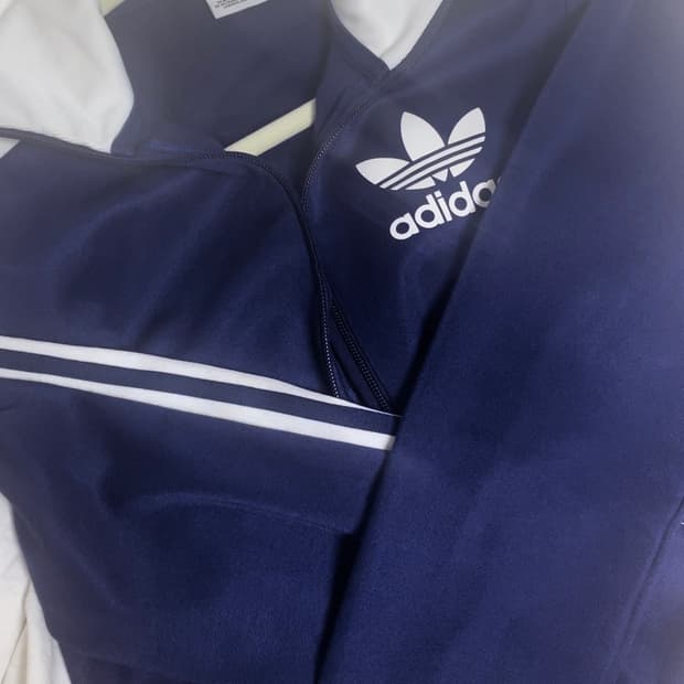 xs 아디다스 베켄바우어 트랙탑 네이비 빅로고 삼선 져지