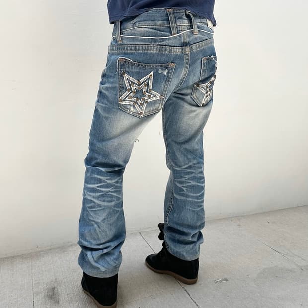 Lolita Star point denim straight pants