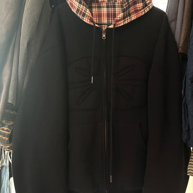 [ERTR]Reversible Hoodie Zip-Up Check Red