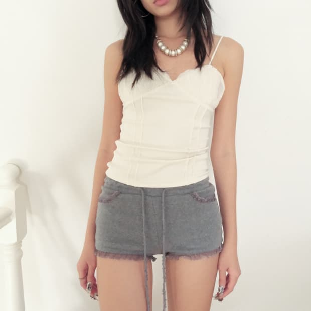 루즈슬립오버 Pudding Lace Shorts *Melange Gray