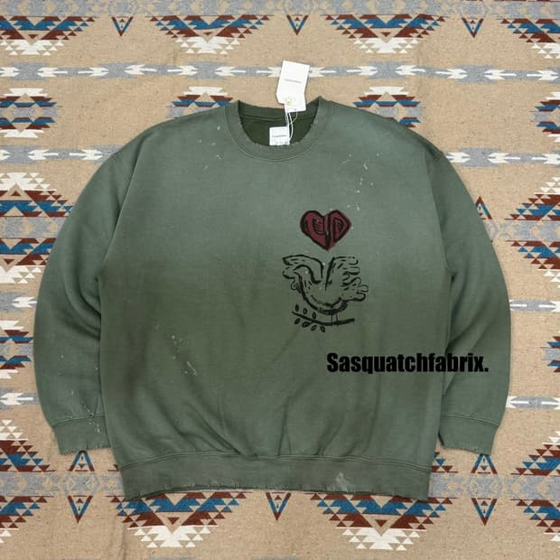 [XL] 사스콰치패브릭스 빈티지 스웻셔츠 올리브