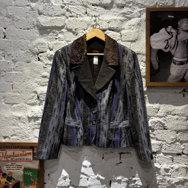 90’s 겐조 빈티지 양털 카라 자켓