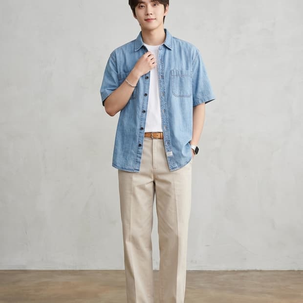 리바이스 시그니처 반팔 데님 셔츠