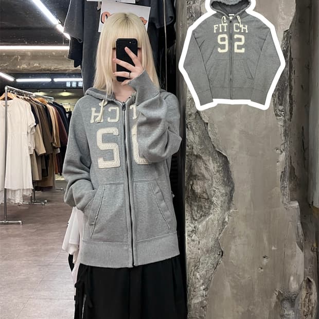 아베크롬비 기모 후드집업 그레이 M #csz3977