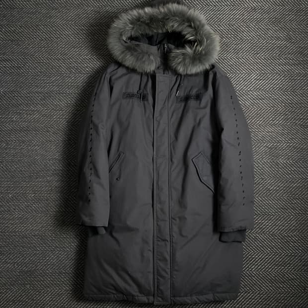 NBA 디테일 로고 그레이 라쿤 퍼 롱 야상 점퍼 o 4787