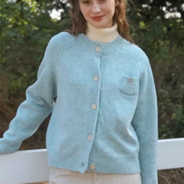 피그먼트 미니포켓버튼CD 민트색 가디건 여성 자켓 F(55-66)