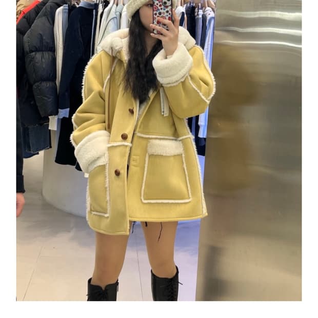 어몽 더플 무스탕 버터 S 무신사 디브 among