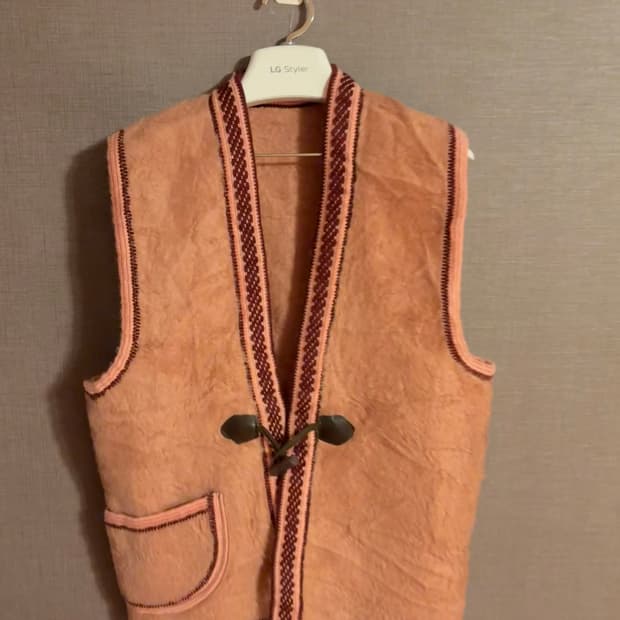 몽골 여행때 산, 가이거 느낌의 핸드메이드 조끼 입니다