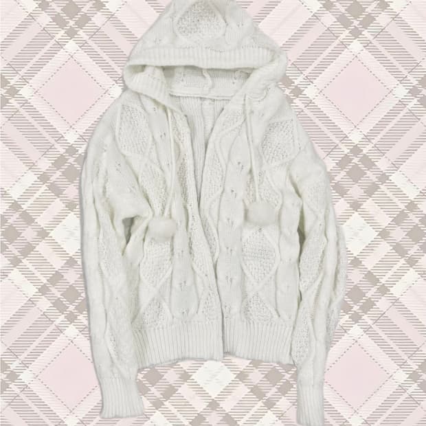 Stc 폼폼이 니트 후드집업 진리 리즈리사 빈티지