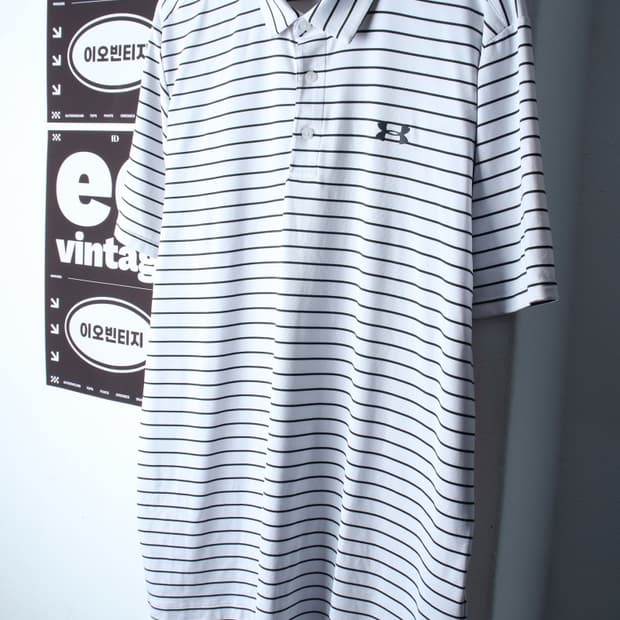 (2XL) 언더아머 반팔 카라 티셔츠 빅사이즈 기능성 화이트-H32487