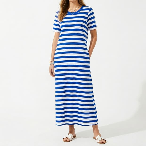 코스 COS 블루 화이트 스트라이프 코튼 맥시 원피스 (S사이즈)